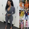 Women's Jumpsuits Women's & Rompers 2022 Womens Long Sleeve Strpie Bodycon Jumpsuit Romper Cocktail Playsuit Pants