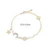Link, Chain Stonoon Frosted Bracelet Irmã Ouro Elegante Mulheres Trendy Moon Star Romântico Aniversário Presente