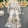 Fashion Runway Casual Holiday Summer Long Dress Women's Short Sleeve Slash neck Tiered Floral Printed Draped Ruffles Spring