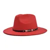 Wide Brim Hats Women Man Four Seasons Flat-brim Woolen Top Hat, Metal Fashion Belt, Large-brimmed Felt Plain Weave Hat