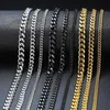 Цепи классические мужские ожерелья шириной от 3 до 9 мм из нержавеющей стали длинные для женщин ювелирные изделия цепи