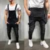 2021 Högkvalitativ mäns brittisk stil denim Bib Pants i full längd Jumpsuits Hip Hop Ripped Jeans Overalls For Men Streetwear 285G