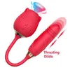 NXY Vibrators Red Yellow Black Rose Shape 2 in 1 Shaped Extended Vibrate Tongue Clitoral Sucking Vibrating Egg Sex Toy Vibrator fo9121051