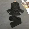 Voplidia婦人Pajamas Robe Sexy Bathrobe Suit Winter Lace Nightgown Sleepwear Pijama Feminino Pajamaホーム服210830