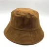 Kvinnor Solid Faux Suede Bucket Hat Bomull Twill Girl Vändbar Vår Sommar Fiskare Sun Förhindra breda Brim Hattar