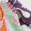 Zevity Women Vintage Color Matchトーテムフローラルプリントカジュアルキモノシャツ女性レースアップブラウスループシックブルザトップスLS9377 210603