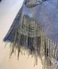 DEAT Spring Summer Rhinestone Heavy Tassels Nail Diamond Beads High Thin Waist Light Blue Denim Shorts Women AE32305 210324