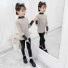 Kinder trui Patchwork Girl Cardigan Kids Letter Sweaters voor kinderen Herfst Winter Kleding Casual Style 210528