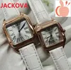 جودة المصنع Montre de Luxe Square Roman Number Quartz Watches Red Pink Leather Men Women Wather Classic Wristwatches RE2146