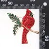 10 Pcs/Lot Wholesale Cheaper Red Rhinestone Brooch Bead Green Enamel Oil Cardinal Bird Animal Hummingbird Women Pin Accessory Jewelry