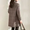 Wełniane mieszanki wełny dwustronne wełniane wełniane płaszcz wełniany w średniej długości Spring Spring Autumn Office Lady Outer Wear Korea Fashion Ubrania Be
