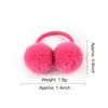 1.4" Small Solid Double Fur Ball With Elastic Rope Handmade Hair Band For Kids Girls HairAccessories 0113