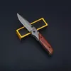 Fast shiped Pocket Folding Knife 3Cr13Mov Grey Titanium Coated Blade Wood + Steel Handle EDC Knives With Retail Box
