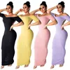 النساء الصلبة لون تنورة طويلة مثير أنبوب الرسن أعلى فستان الأكمام قصيرة 2021WOMEN الفساتين الصيفية