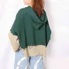 Patchwork Hit Farbe Pullover Für Frauen V-ausschnitt Langarm Quaste Casual Lose Sweatshirt Weibliche Herbst 210524