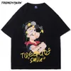 T-shirt imprimé marin pour hommes été à manches courtes dessin animé imprimé t-shirt Hip Hop coton surdimensionné décontracté Harajuku Streetwear t-shirts 210601