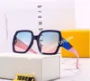 2022 Новая продажа Высокое Качество Классическая буква Классические буквы Большое Рамка Солнцезащитные очки Очки Металлические Стекло Линзы 6 Цвет Бесплатные покупки