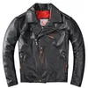 Herrläder Mäns faux 2022 Äkta tjockt naturligt Cowhide Winter Slim Fit Biker's Coat Vintage Black Motorcykel Style Jacket