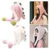 2021 Cute Funny Little Dinosaur Hat Female Autumn and Winter Plus Velvet Warmth Will Move Ears Headdress Lovers Warm Hat Y21111