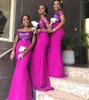 Fuchsia Black Girl Mermaid Bridesmaid Dresses Off The Shoulder Wedding Guest Dress Sequined Floor Length Plus Size Maid Of Honor Gowns
