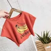 T-shirt da pipistrello a maniche corte stampate a cartoni animati estivi per bambini carini per neonate in cotone sciolto tutto-fiammifero T-shirt 210708