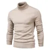 10 Color Winter Men's Turtleneck Sweaters Warm Black Slim Knitted Pullovers Men Solid Color Casual Sweaters Male Autumn Knitwear 211221