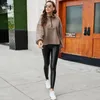 Women039s Pants Capris 2021 vinterläder leggings casual pu varma kvinnliga split byxor smala fit Autumn High midja4698475