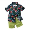 Kids Boys Clothing Sets Children suits Summer Baby Boy Clothes Flower Tie Shirts+Shorts 2PCS Gentleman Suit,for 1-6T