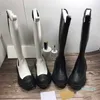 Mulheres Botas de joelho designer Bottle Bottle Platform Sapatos de couro reais