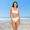 MYTENG Ruffle traje de baño Bikinis Mujer traje de baño para Mujer traje de baño de cintura alta verano Push Up ropa de playa Sexy Biquini 210522