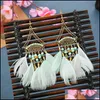 Dangle & Chandelier Earrings Jewelry Creative Rice Bead Super Fan-Shaped Long Feather Female European And American Wholesale Drop Delivery 2