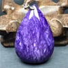 Натуральные фиолетовые Charoite Crystal Crystal Crystal Headant для женщин мужчин Россия Целебный подарок Камень Серебро 50x33x11mm Бусины Gemstone Aaaaa H1015