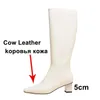 Meotina Women Knee High Boots Shoes Genuine Leather Block Heels Lady Boots Pointed Toe High Heel Long Boots Autumn Winter 33-40 210608