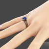 Кластерные кольца синий сапфировый цветок кольцо сплошной 14K золотой палец алмазная бегуteria Peridot Anillos de Gemstone Ruby 1 Cirlle для женщин