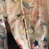LoveflowerLife Sommar Vintage Blommigryck Klänning V Nacke En linje Elegant Stand Collar High Waist Women Dresses 210521