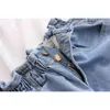 Lato Kobiety Wysokiej Talii Przycisk Szerokie Dżinsy Szorty Dorywczo Kobiet Luźne Fit Blue Denim White Jean Ropa 210430