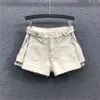 Mulher shorts cintura alta algodão uma linha de jeans de larga perna estilo coreano feminino feminino feminino solto denim calças verão 210719