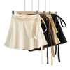 summer trend mini Skirt women's solid color sexy satin tied rope skirt for womens fashion Solid A-Line skirts 210514