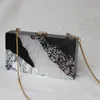 New Trendy Bags Fashion Women Handbags Black White Sequin Striped Acrylic Luxury Party Evening Bag Woman Casual Box Clutch Purse