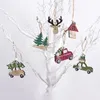 3 sztuk / paczka Boże Narodzenie ciężarówki z ozdoby drzewa Drewniane świąteczne dekoracje na Xmas Drzewo Ornament Party Dzieci Prezent GGB2358