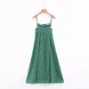 Été femmes Vintage décontracté robes festa champignon garniture dentelle fronde floral vert robe longue dame plage maxi es 210508