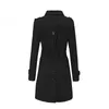 Dameswolmengsels Winterjas Vrouwen Elegante Trench 2021 Koreaanse Mode Pure Kleur Back Slit Wollen Taille Down Slim Tweed met riem