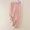 Lambskin sweatpants inverno mulheres plus size veludo outono e modelos soltos espessamento foi fino calça quente 211216