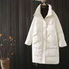 Ailegogo hiver femmes épais chaud blanc vers le bas longue veste décontracté femme coupe ample col montant poche à glissière manteau neige Outwear 211216