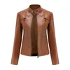 Kvinnorjackor Autumn Women Pu Leather Jacket Kvinna Dragkedja Kort kappa Kvinnlig svart punkbomber Faux Outwear Motor Coat#W4