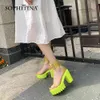 SOPHITINA Jelly Sandals Plarform Heeled Women Sexy Leopard Crystal Clear Ankle Strap Lace up Dress Sandals Lady Shoe PO642 210513