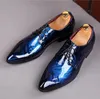 Chaussures décontractées pour hommes, paillettes bleu Royal, imprimé plat, Oxfords formels, robe de soirée de mariage, Sapato Social Masculino