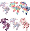 Designer baby tjejer kläder slips färgning nyfödda romer byxor 2st set ruffle spädbarn flicka outfits baby boutique kläder 5 mönster dw6066