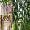 110 cm Lungo Elegante Elegante Fiore di seta Artificiale Wisteria Vine Rattan per Centrotavola di nozze Decorazioni Bouquet Garland Home