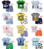 夏の子供服セット100％コットン漫画プリントトラックスーツ半袖TシャツTシャツ+ショーツ2ピース衣装ファッション子供スポーツスーツ24色